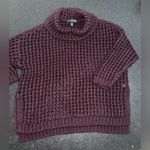 UEC LANE BRYANT EGGPLANT PLUM PURPLE CHUNKY OPEN KNIT SWEATER SZ 18/20